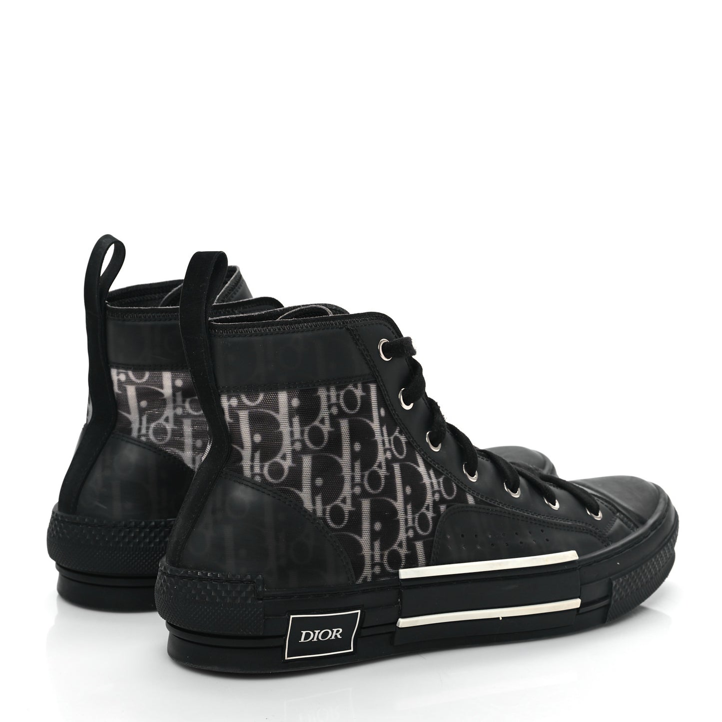 Technical Canvas Oblique Mens B23 High Top Sneakers 42 Black White