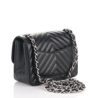 Chanel Caviar Chevron Quilted Mini Square Flap Black 3 of 7
