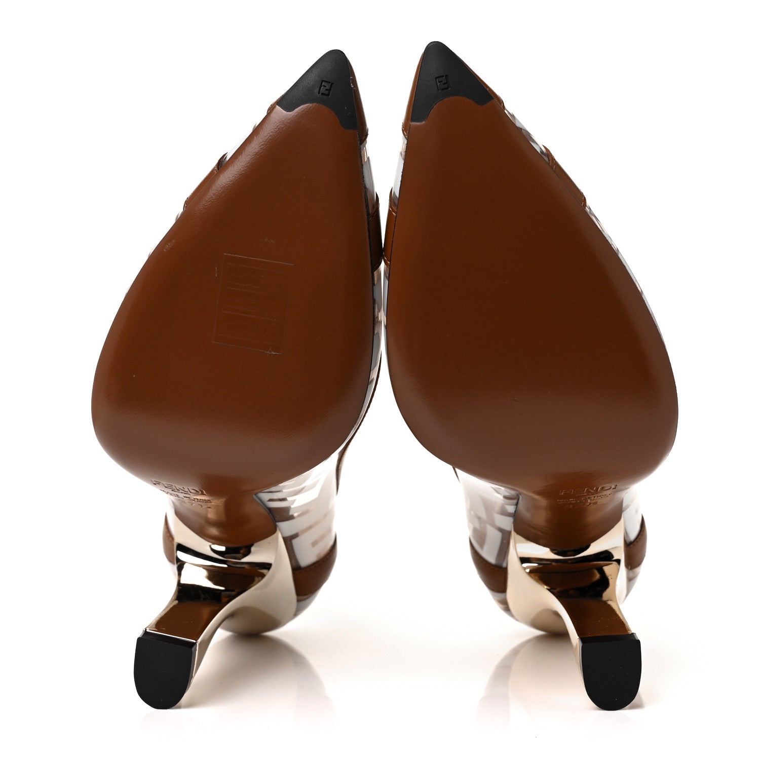 Fendi PVC Calfskin FF Colibri High-Heel Pumps 37.5 White Cuoio 5 of 12