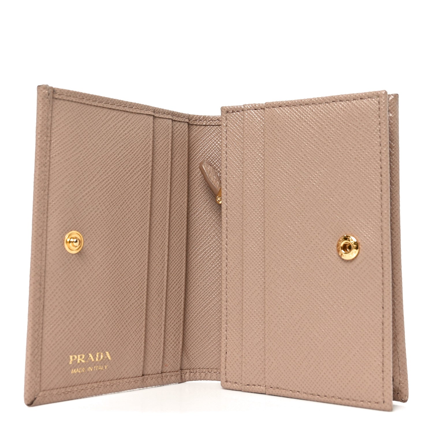 Prada Saffiano Triangle Bi-Fold Compact Wallet Cipria 5 of 6