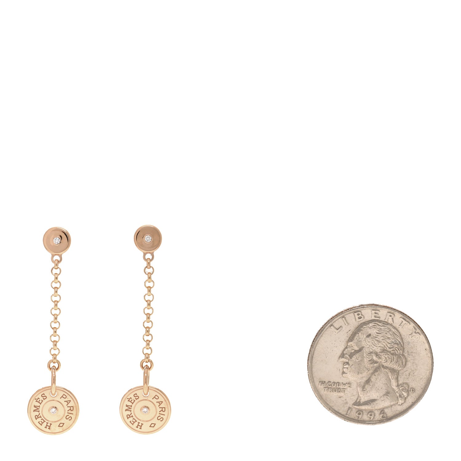 Hermes 18K Rose Gold Diamond Gambade Clou de Selle Earrings 2 of 5