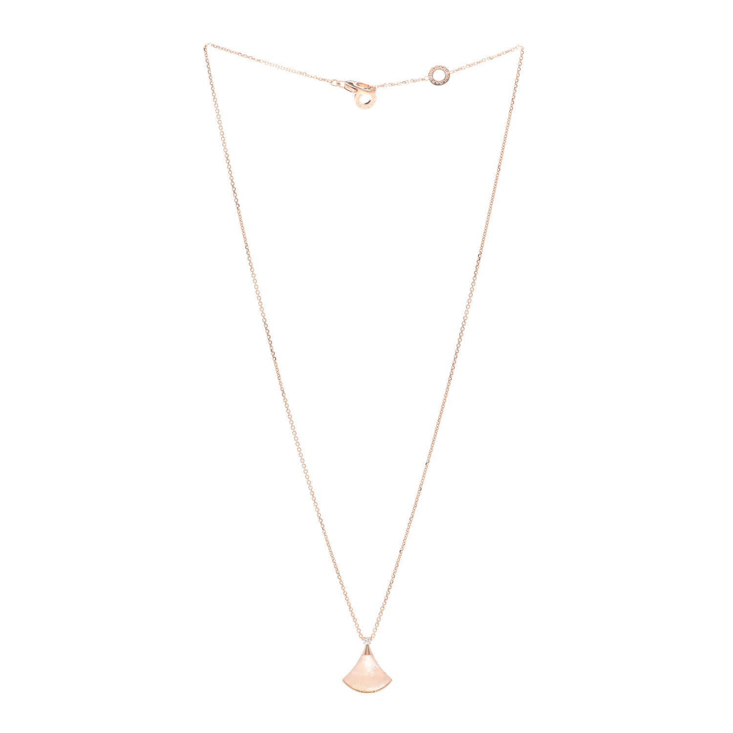 Bulgari 18K Rose Gold Diamond Mother of Pearl Small Divas' Dream Pendant Necklace 3 of 5
