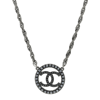 Chanel Ruthenium Pearl CC Round Pendant Necklace 1 of 3