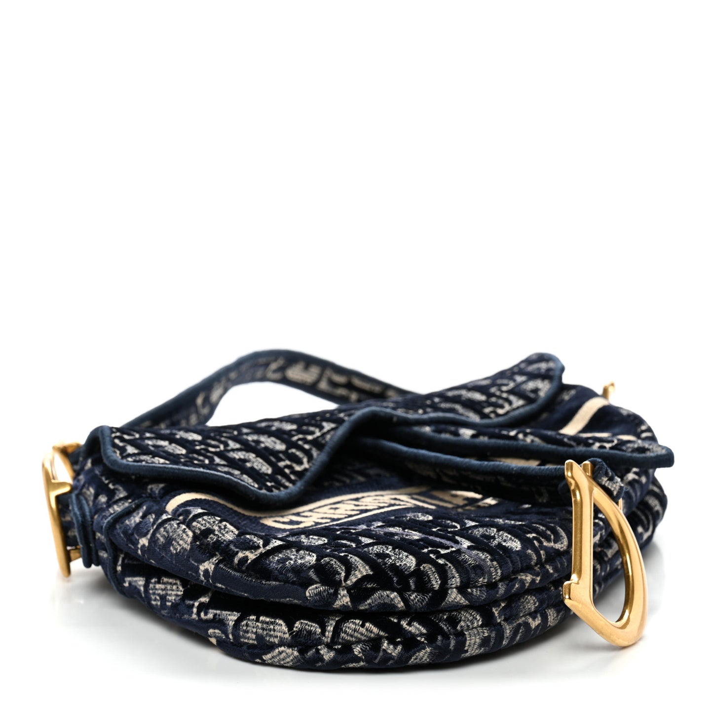 Velvet Oblique Saddle Bag Blue