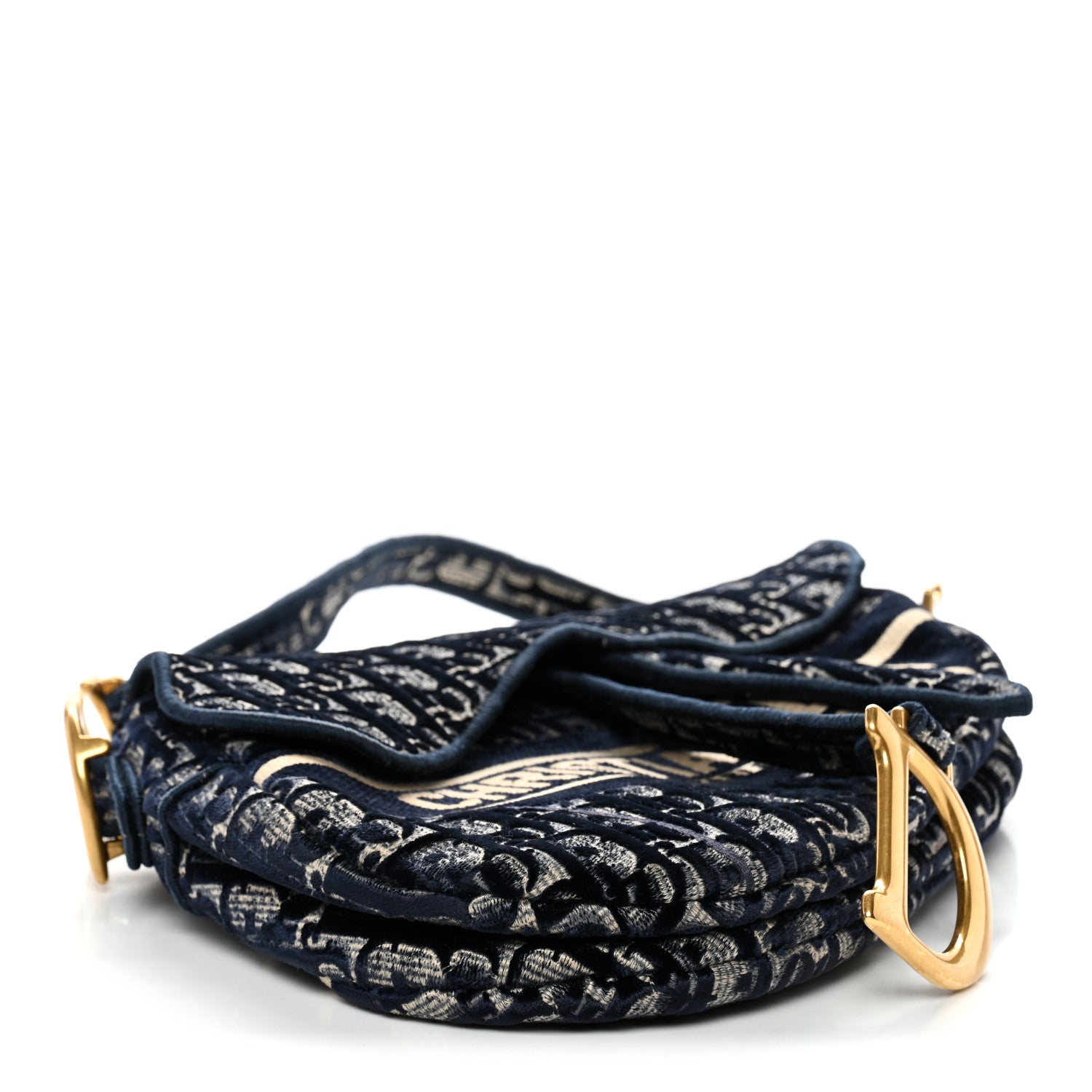 Christian Dior Velvet Oblique Saddle Bag Blue 4 of 11