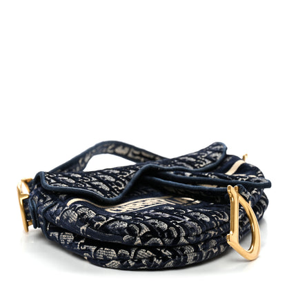 Christian Dior Velvet Oblique Saddle Bag Blue 4 of 11