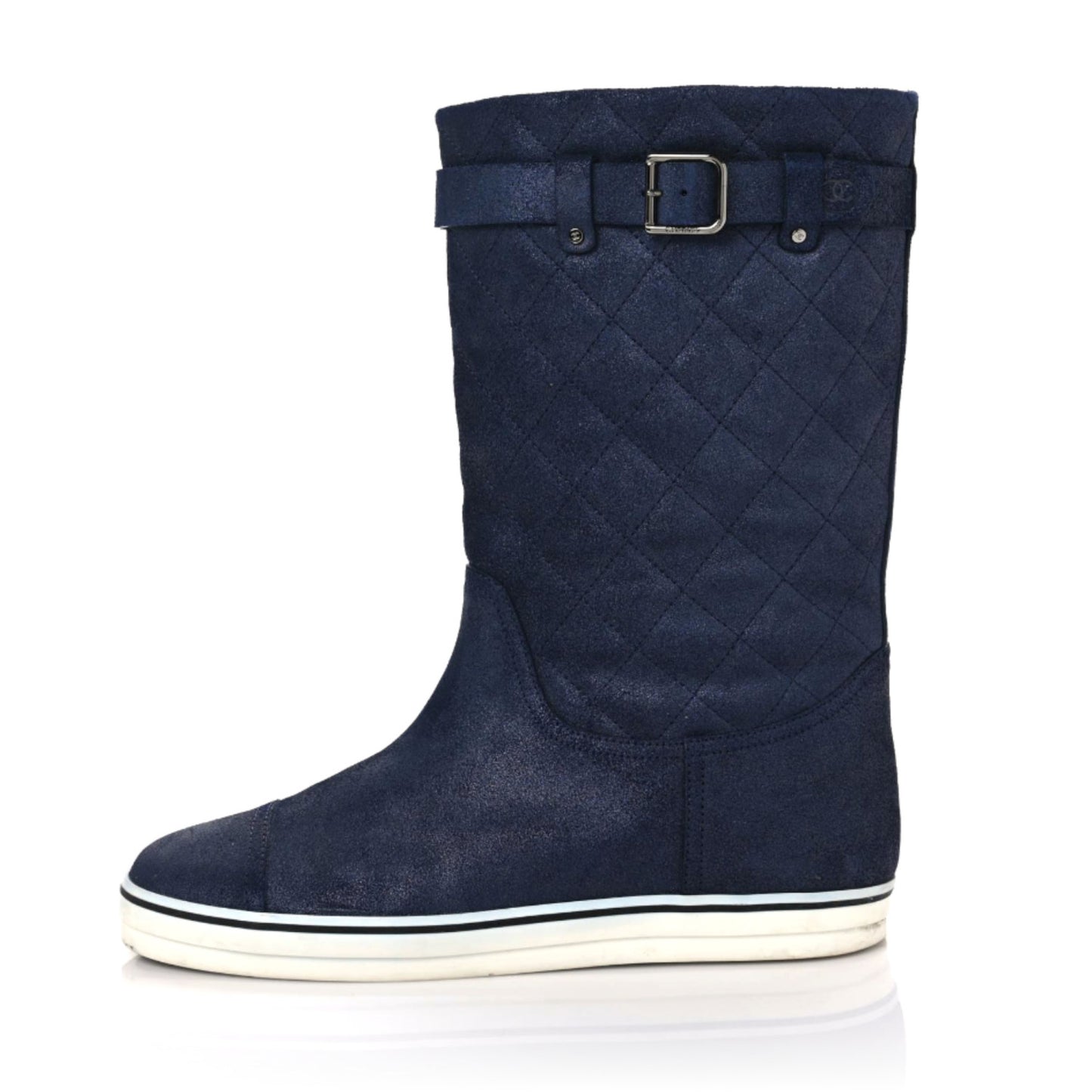 Nubuck Quilted Boots 41.5 Blue