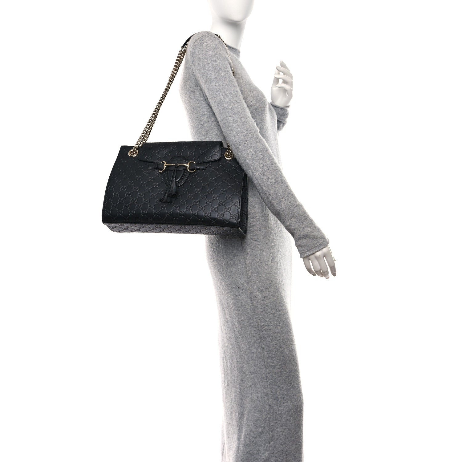 Gucci Guccissima Large Emily Chain Shoulder Bag Black 2 of 13