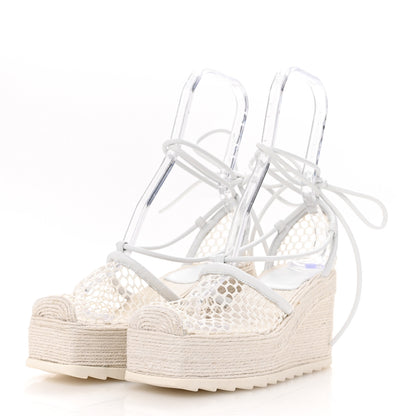 Bottega Veneta Mesh Lambskin Sporty Web Stretch Ankle Tie Espadrilles 37 Optic White 4 of 9