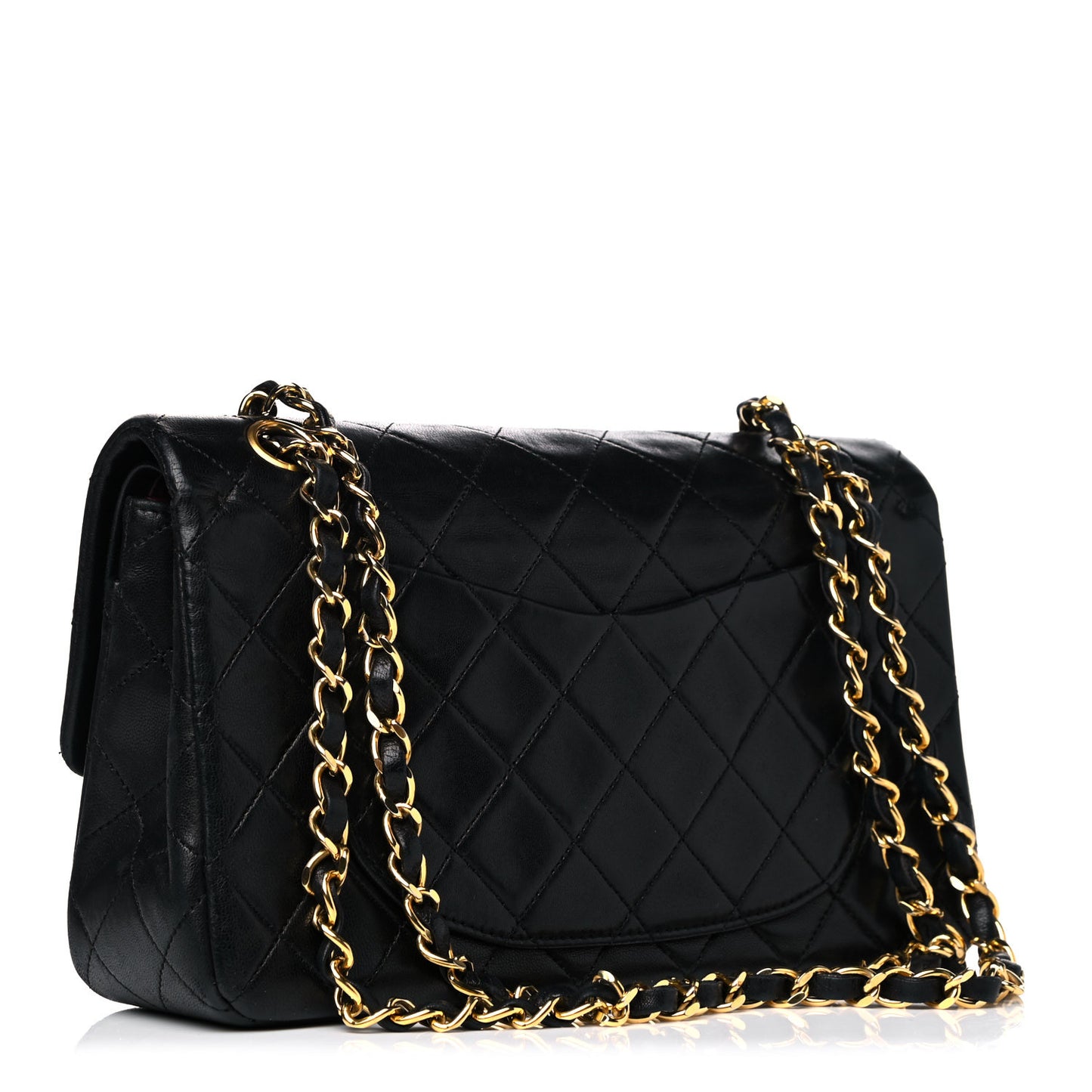 Lambskin Quilted Small Double Flap Black
