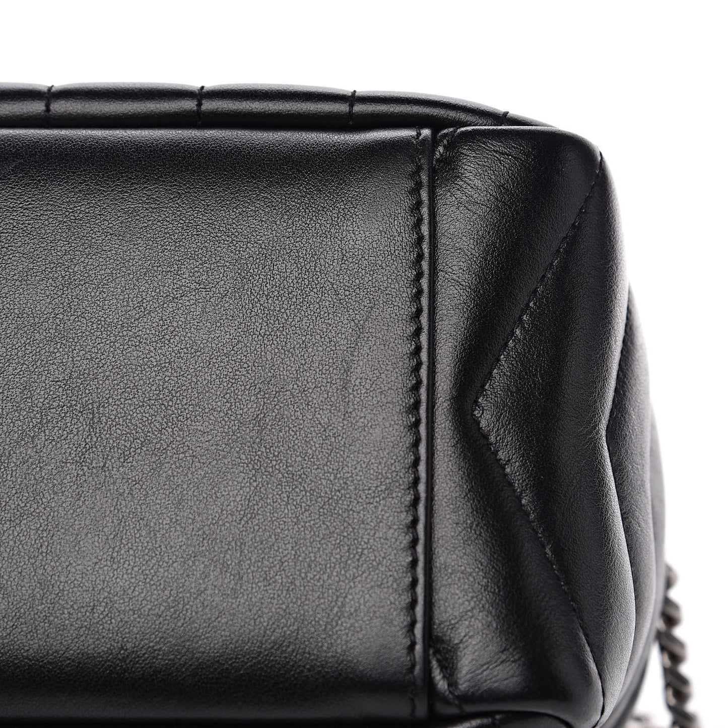 Calfskin Y Quilted Monogram Small Loulou Bowling Bag Black