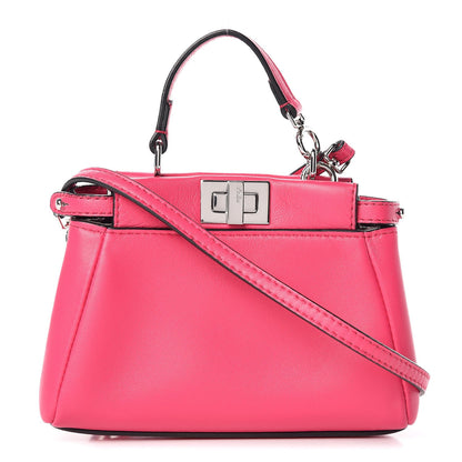 Fendi Shiny Nappa Micro Peekaboo Iconic Satchel Fuxia 1 of 8