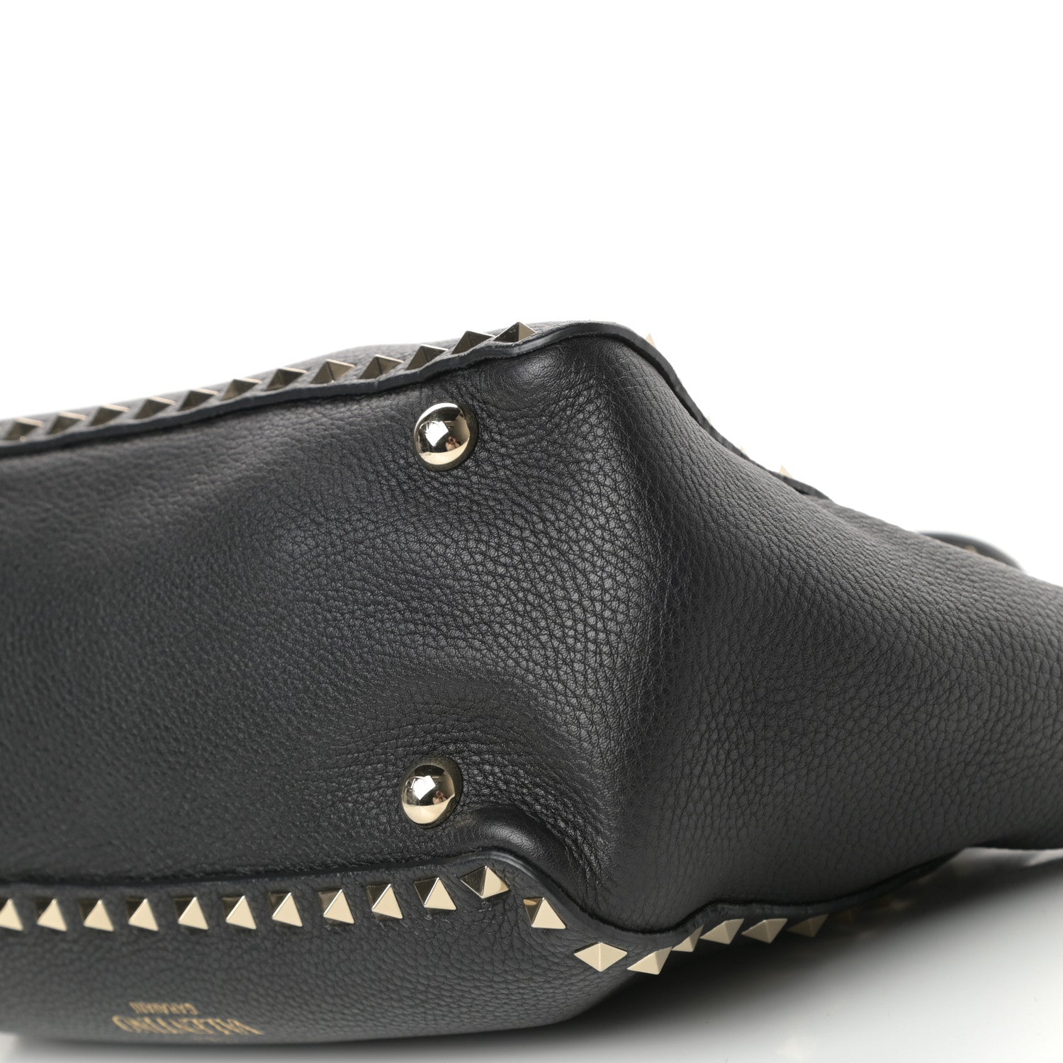 Valentino Garavani Grained Calfskin Small Rockstud Tote Black 9 of 10