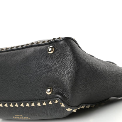 Valentino Garavani Grained Calfskin Small Rockstud Tote Black 9 of 10
