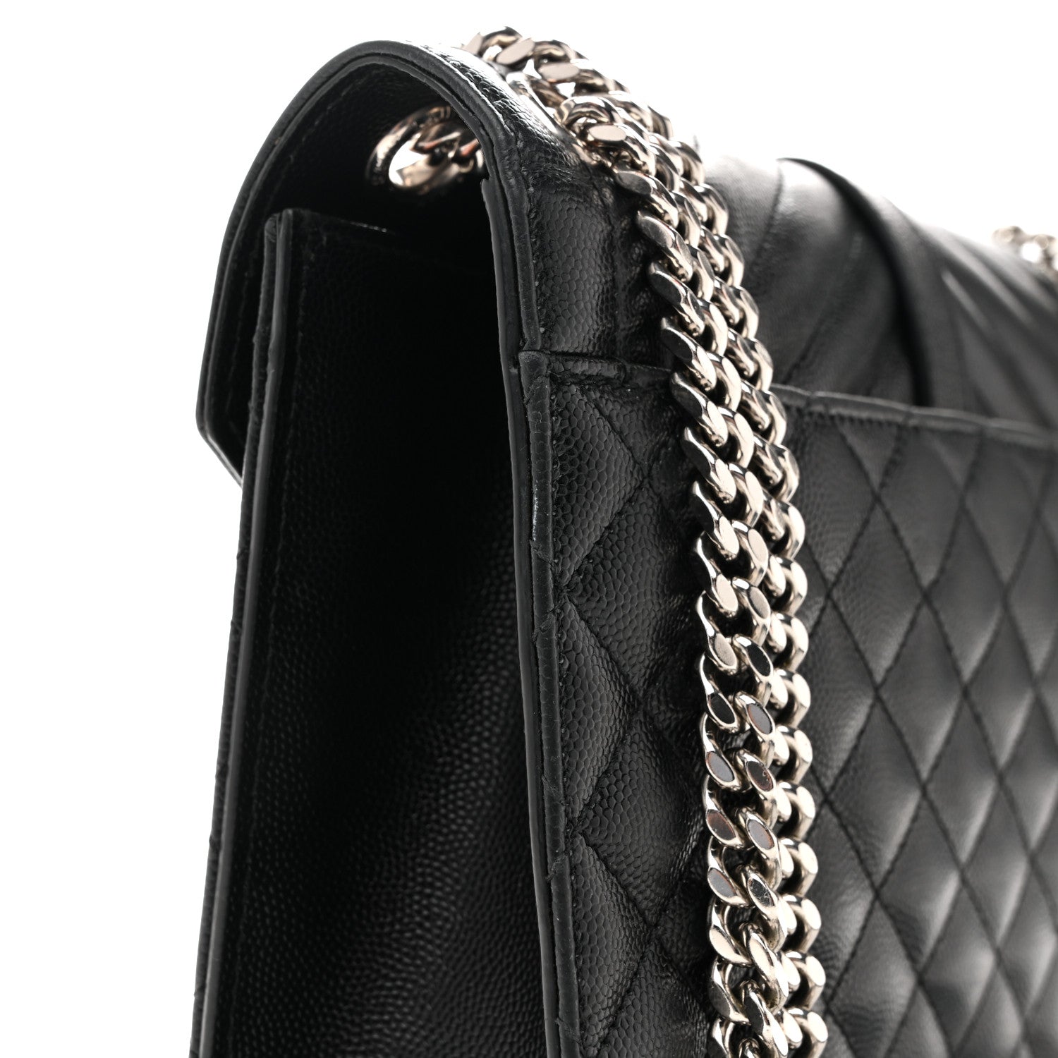 Saint Laurent Grain De Poudre Textured Mixed Matelasse Triquilt Medium Monogram Satchel Black 13 of 14