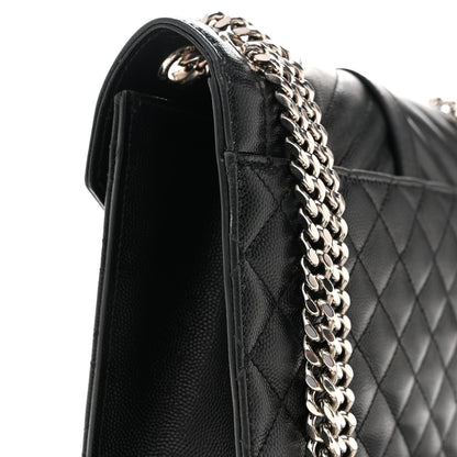 Saint Laurent Grain De Poudre Textured Mixed Matelasse Triquilt Medium Monogram Satchel Black 13 of 14