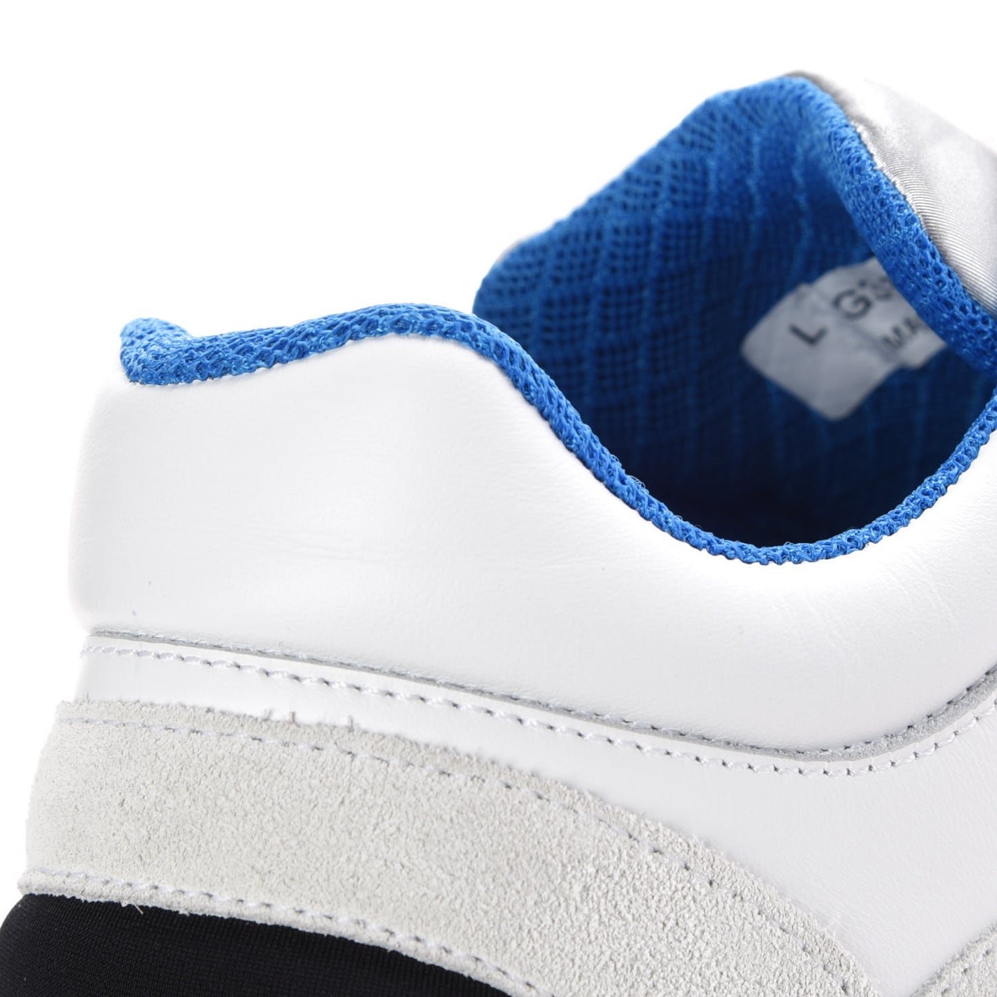 Suede Calfskin Womens CC Sneakers 39.5 White Silver Blue