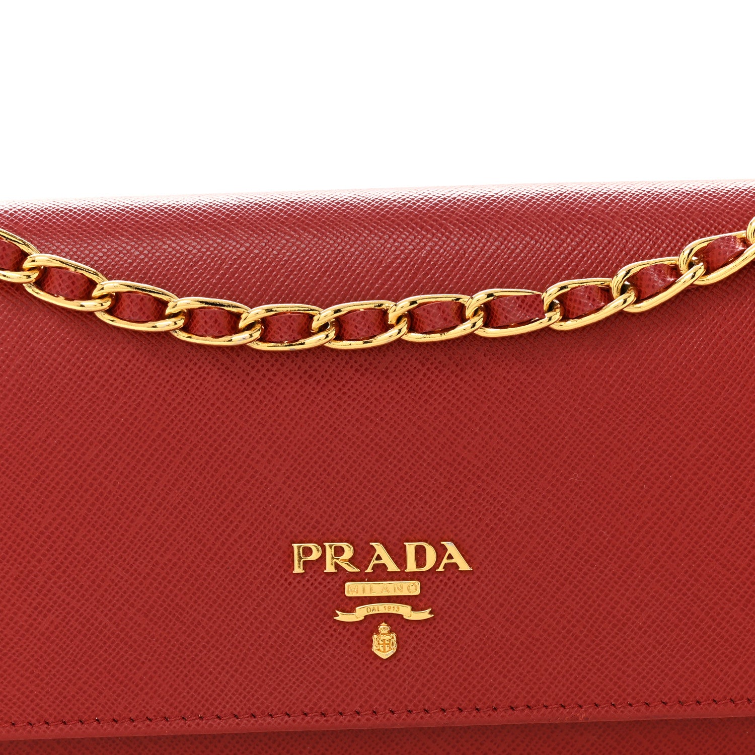 Prada Saffiano Wallet on Chain Fuoco 7 of 9