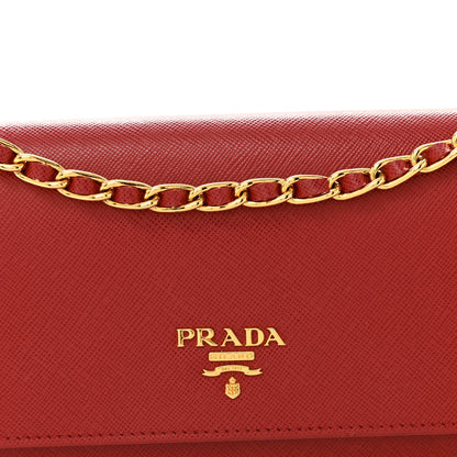 Prada Saffiano Wallet on Chain Fuoco 7 of 9