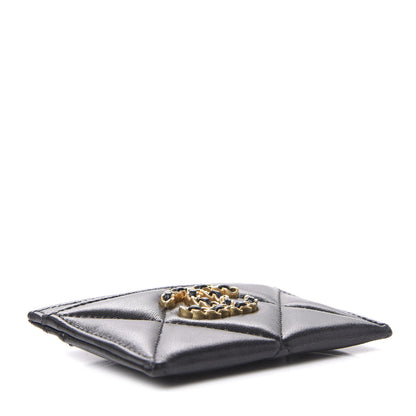 Chanel Shiny Goatskin Quilted Chanel 19 Card Holder Black 4 of 11