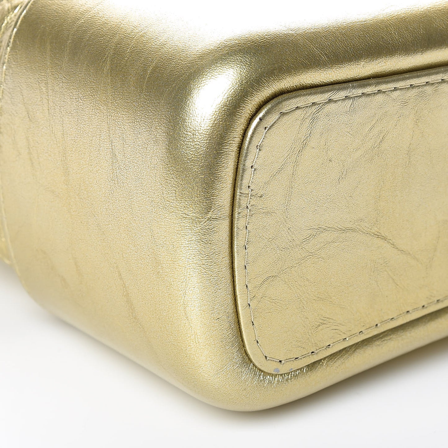 Metallic Aged Calfskin Quilted Medium Gabrielle Gold