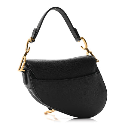 Christian Dior Grained Calfskin Mini Saddle Bag Black 2 of 9