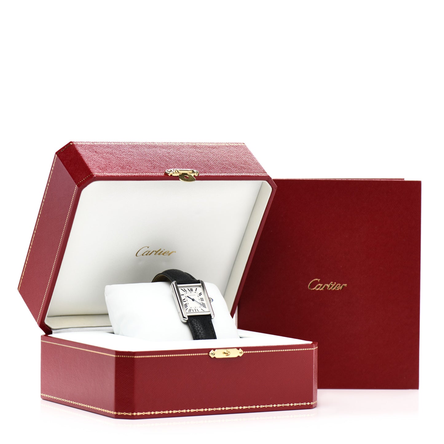 Stainless Steel Calfskin 24mm Tank Solo Quartz Watch