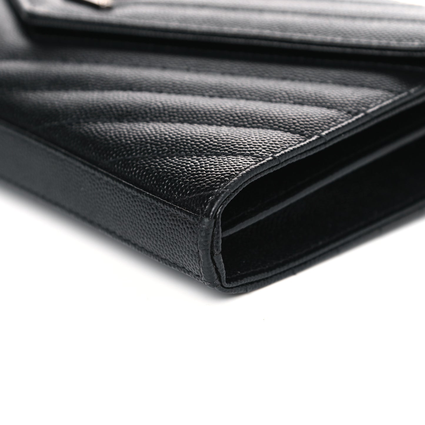 Grain De Poudre Matelasse Chevron Monogram Chain Wallet Black