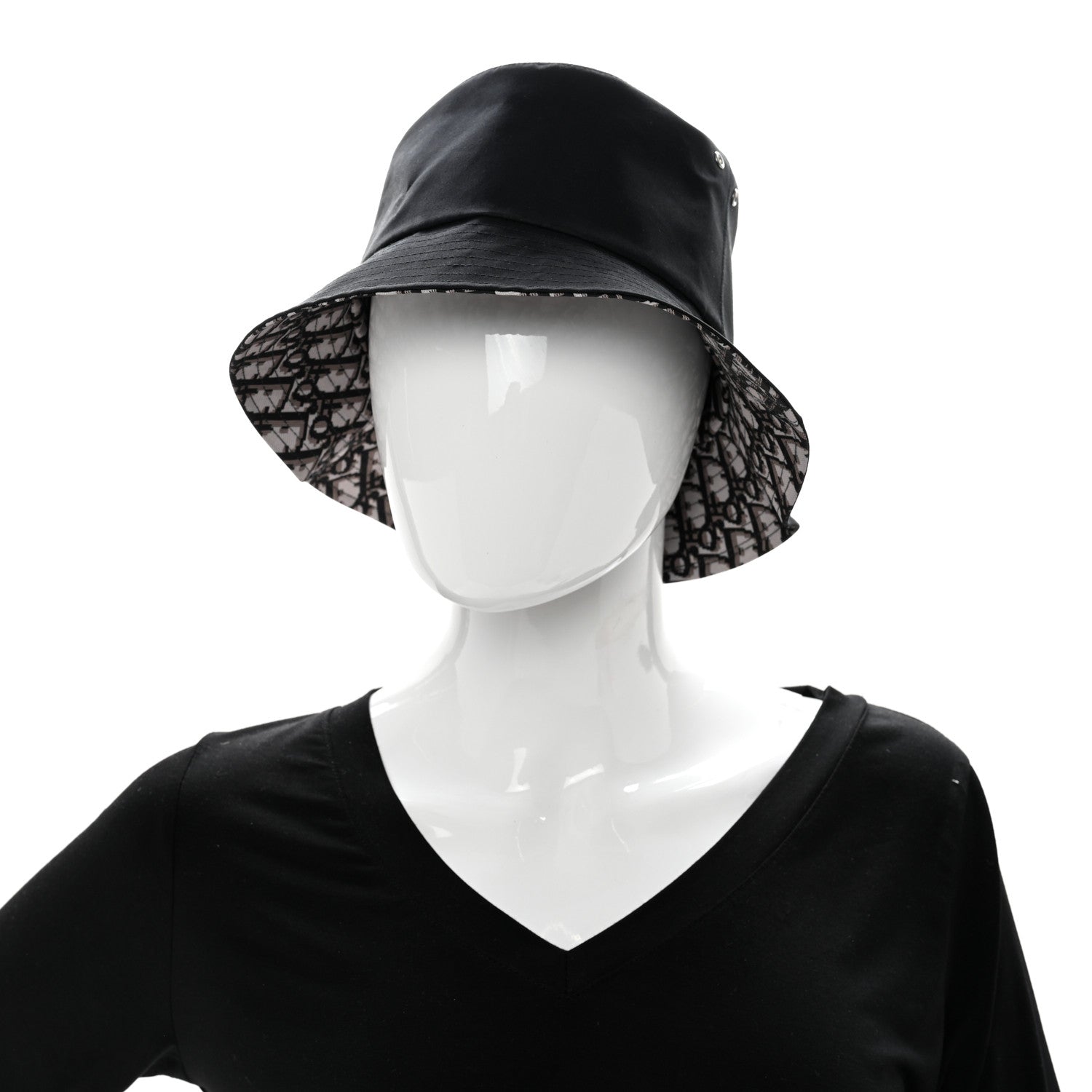 Christian Dior Oblique Reversible Teddy-D Brim Bucket Hat 57 Black 2 of 16