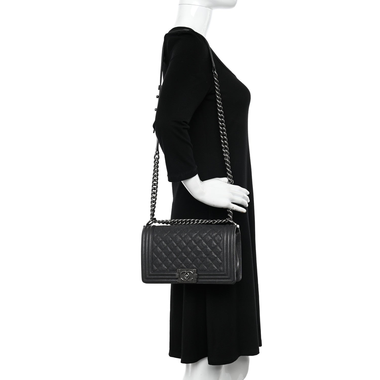 Chanel Caviar Quilted Medium Boy Flap Charcoal 3 of 19