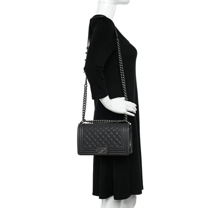 Chanel Caviar Quilted Medium Boy Flap Charcoal 3 of 19