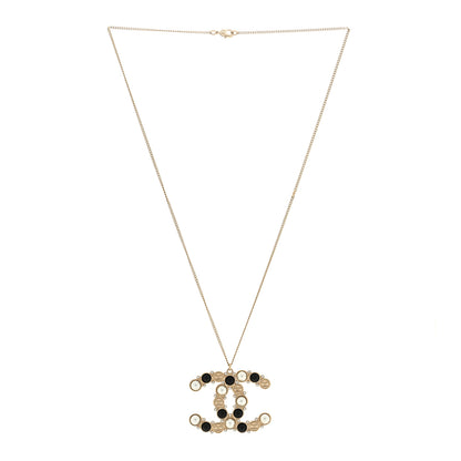 Chanel Crystal Pearl CC Chain Necklace Gold Black 2 of 5