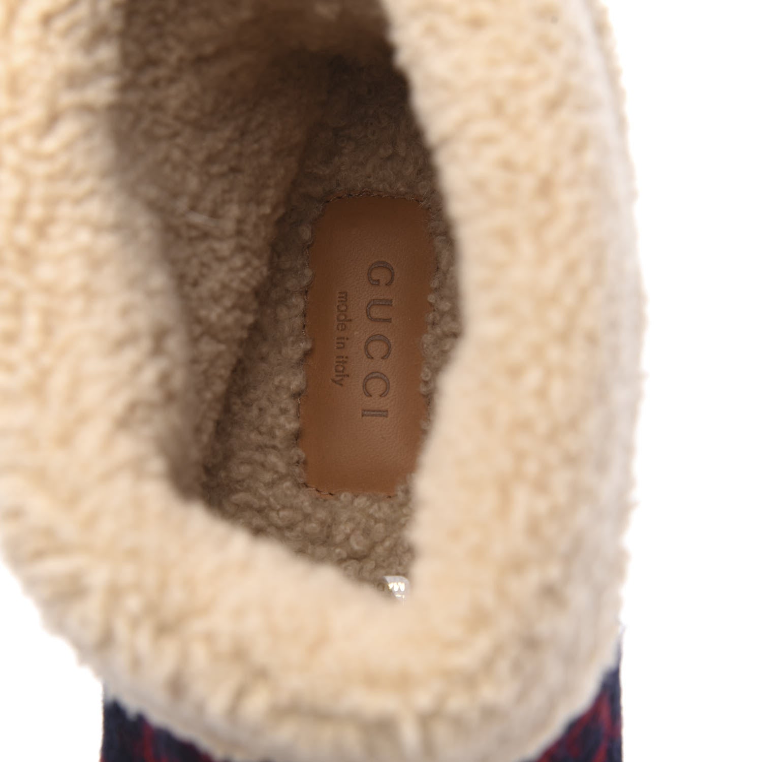 Gucci Covered Wool GG Monogram Womens Fria Horsebit Ankle Boots 39.5 Blue Red Butterscotch 7 of 8