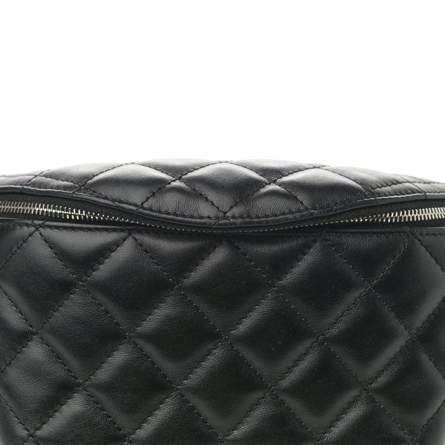 Lambskin Quilted Waist Belt Bag Black