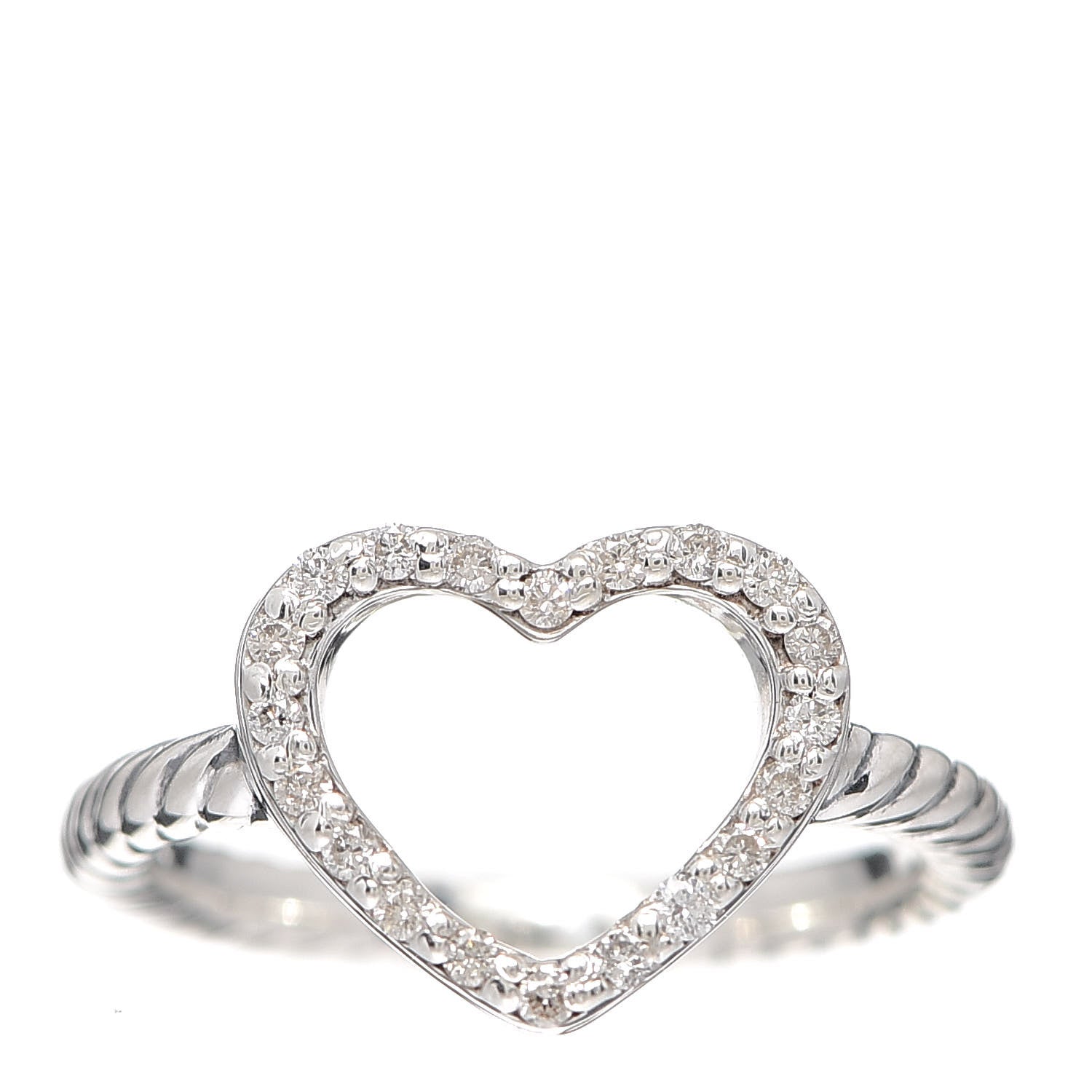 David Yurman Sterling Silver Diamond 10mm Cable Collectibles Heart Ring 47 4 1 of 5