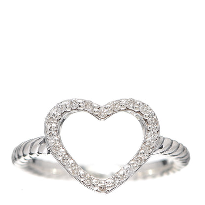 David Yurman Sterling Silver Diamond 10mm Cable Collectibles Heart Ring 47 4 1 of 5