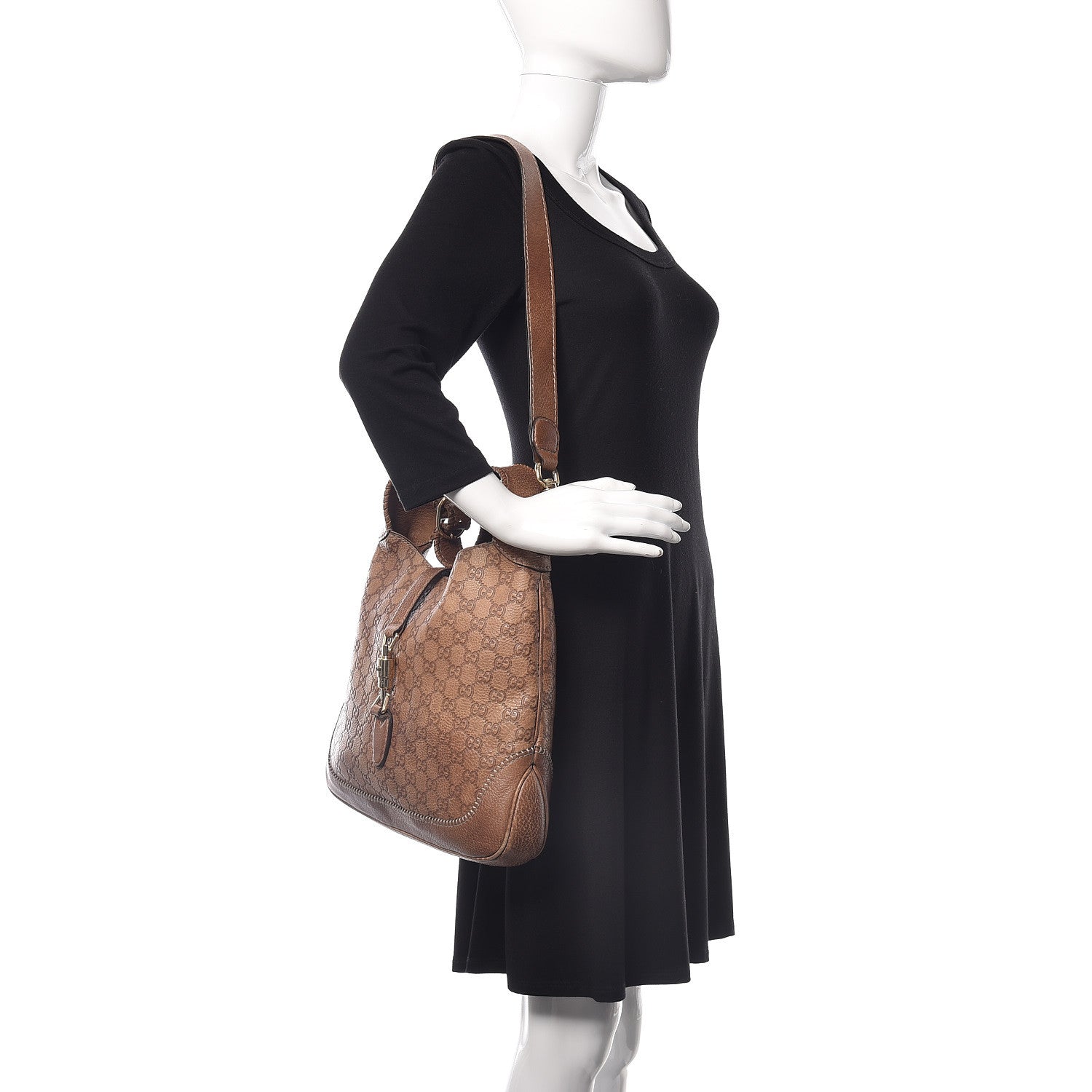 Gucci Guccissima Old Libeccio Medium New Jackie Hobo Old Naturale 2 of 10