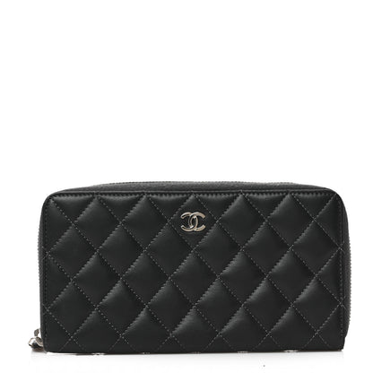 Chanel Lambskin Stitched Large Gusset Zip Around Wallet Dark Grey 1 of 7