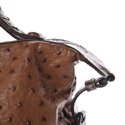 Bottega Veneta Ostrich Crocodile Shoulder Bag Noce 25 of 27