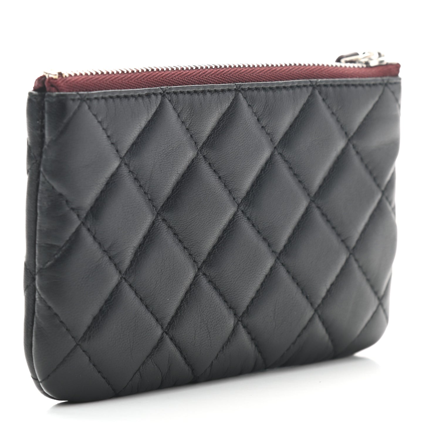 Lambskin Quilted Small Cosmetic Case Black
