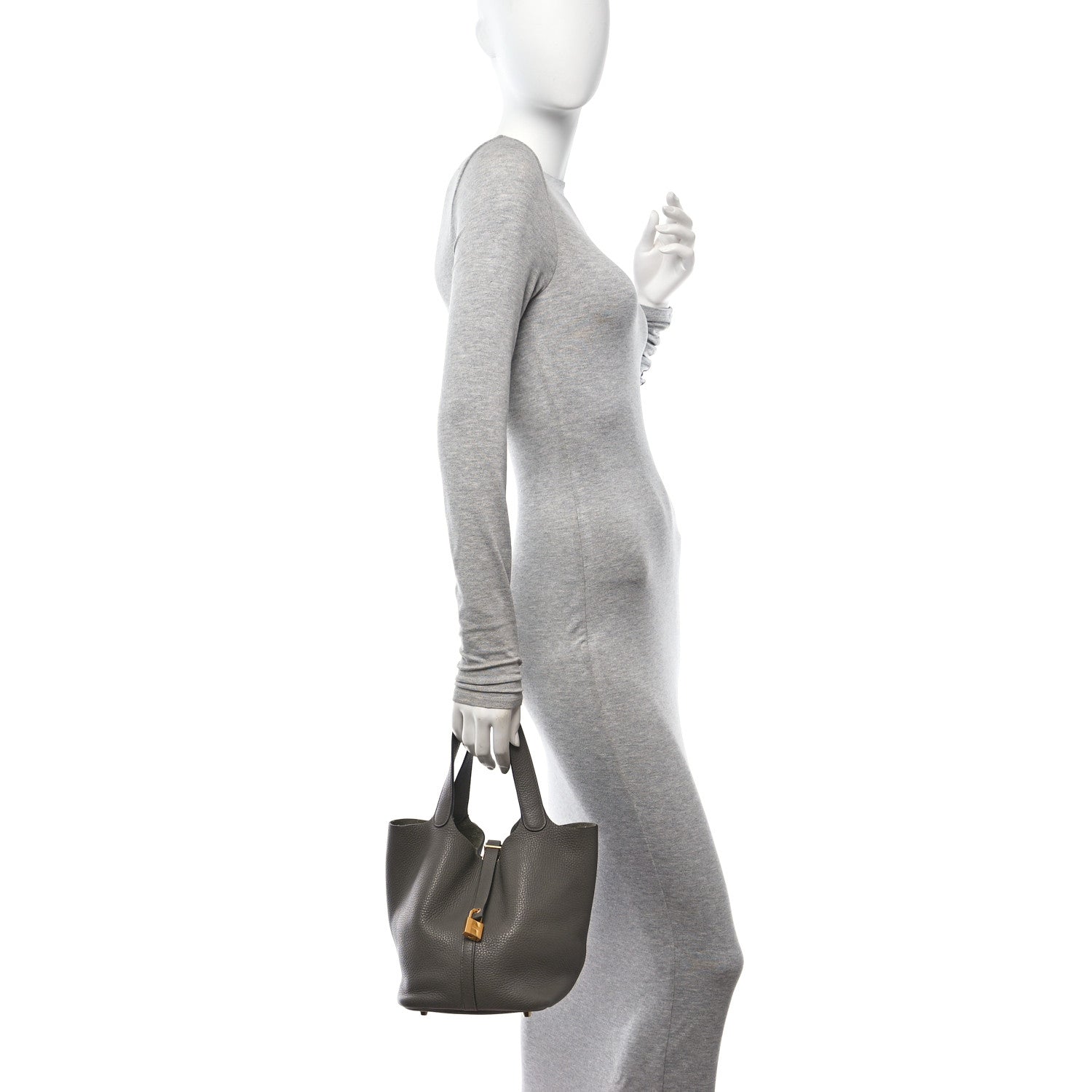 Hermes Taurillon Clemence Picotin Lock 22 MM Etain 2 of 12