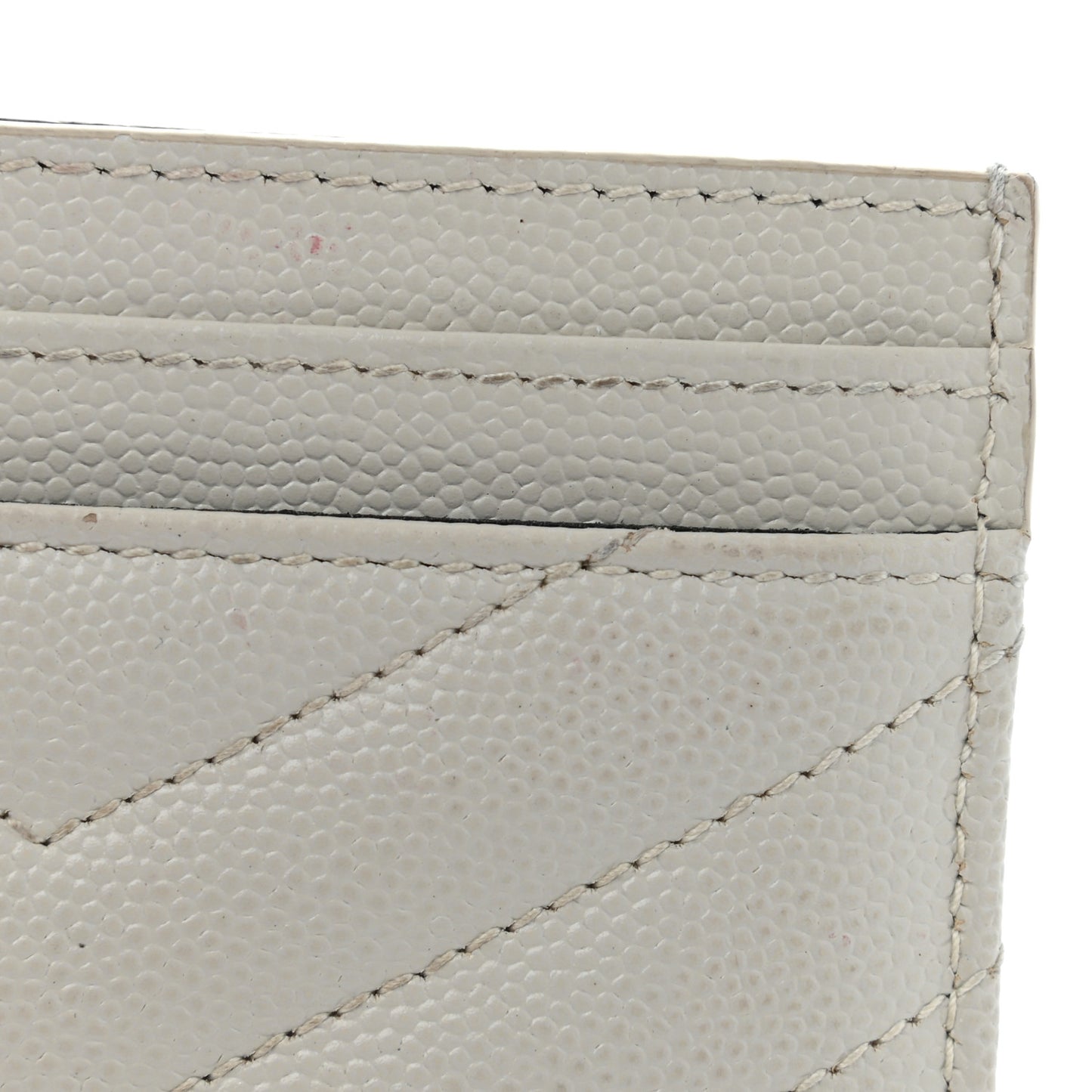 Grain De Poudre Matelasse Chevron Monogram Credit Card Case Crema Soft