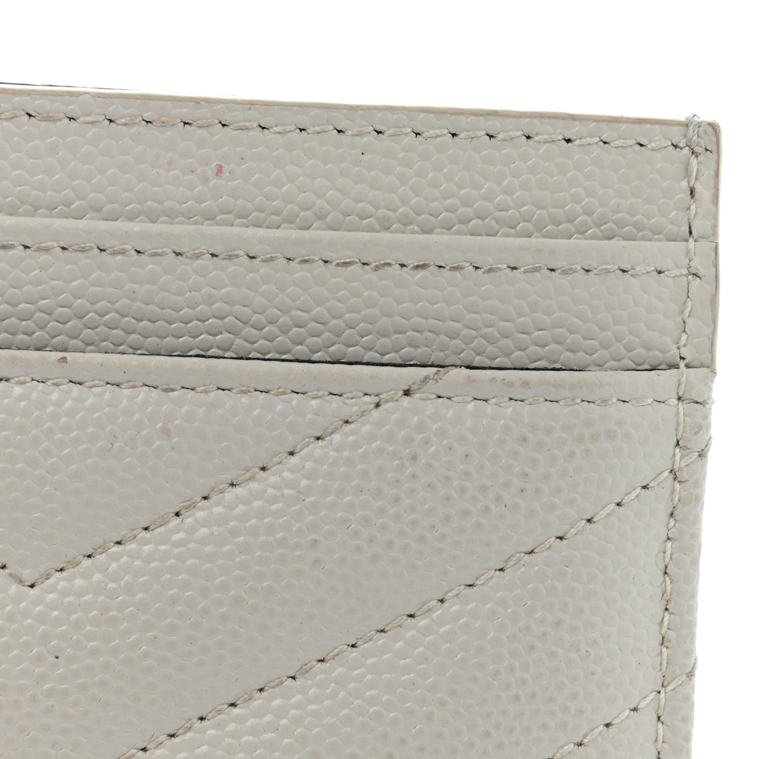 Saint Laurent Grain De Poudre Matelasse Chevron Monogram Credit Card Case Crema Soft 10 of 11