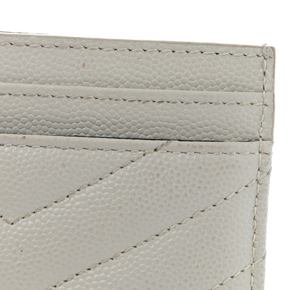 Saint Laurent Grain De Poudre Matelasse Chevron Monogram Credit Card Case Crema Soft 10 of 11