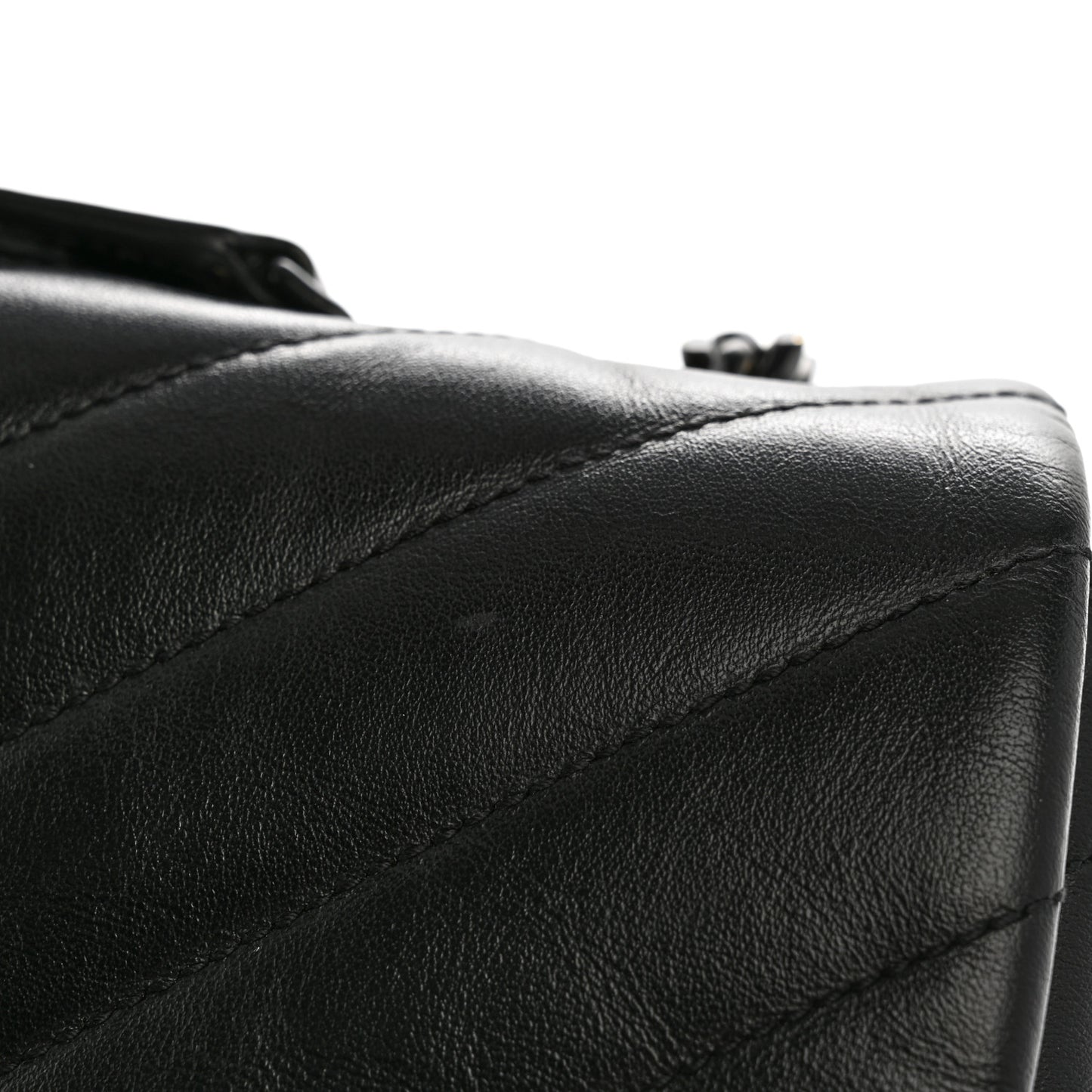 Calfskin Y Quilted Monogram Large Loulou Chain Satchel Black