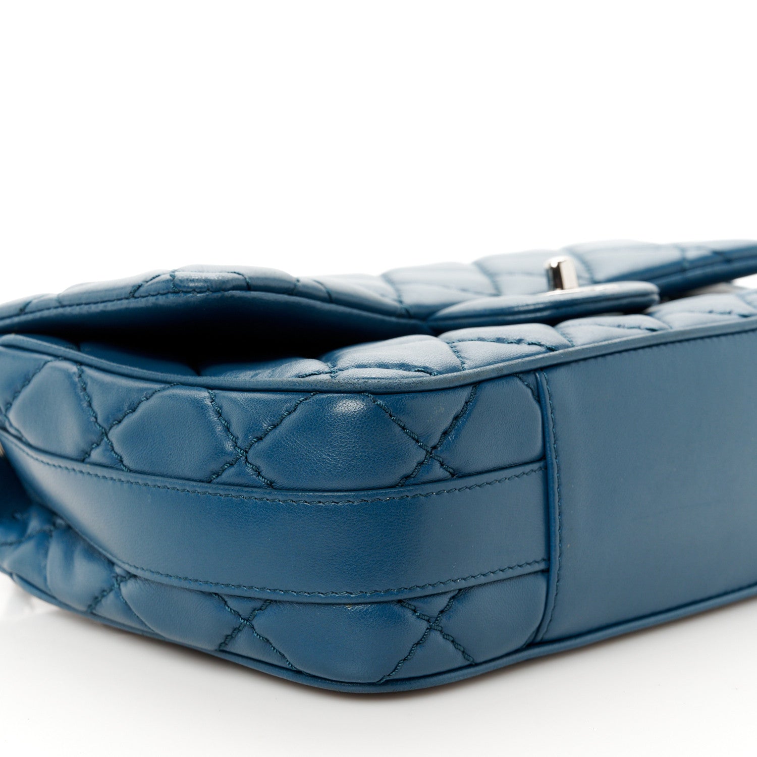 Chanel Lambskin Quilted Medium Easy Carry Flap Blue 10 of 12