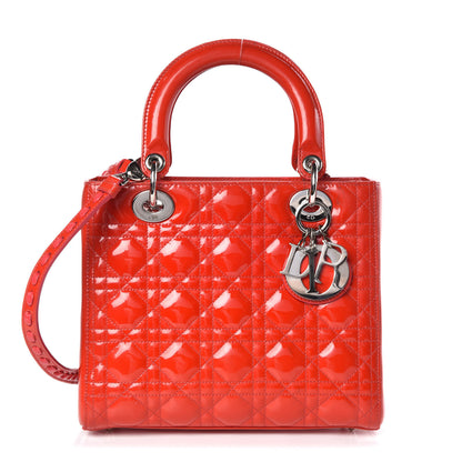 Christian Dior Patent Cannage Whipstitch Medium Lady Dior Red 1 of 13