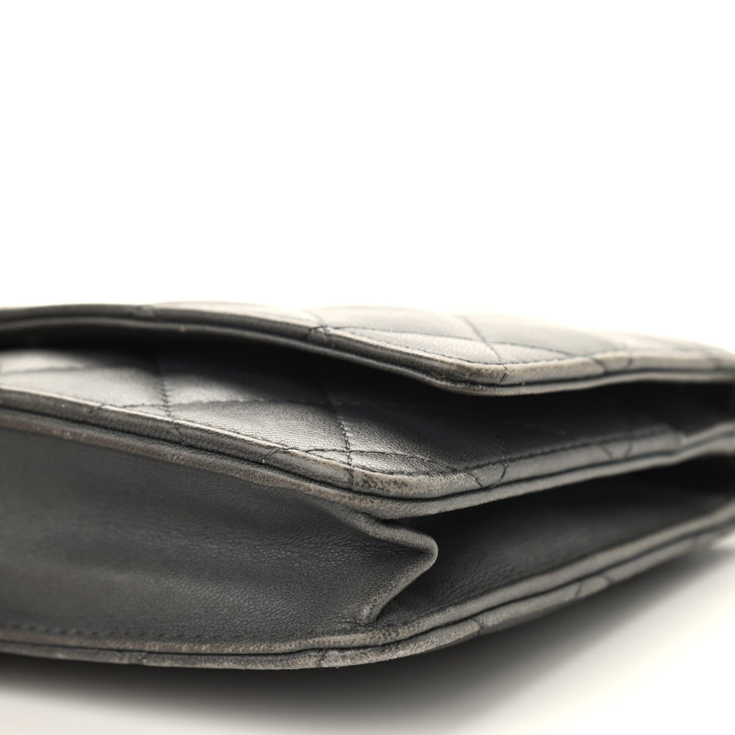 Chanel Iridescent Lambskin Quilted Wallet On Chain WOC Grey 10 of 12