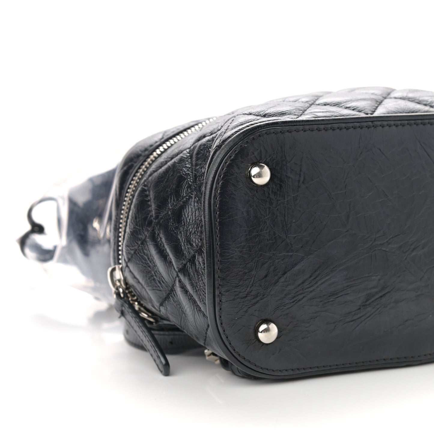 Crumpled Calfskin PVC Quilted Backpack Black