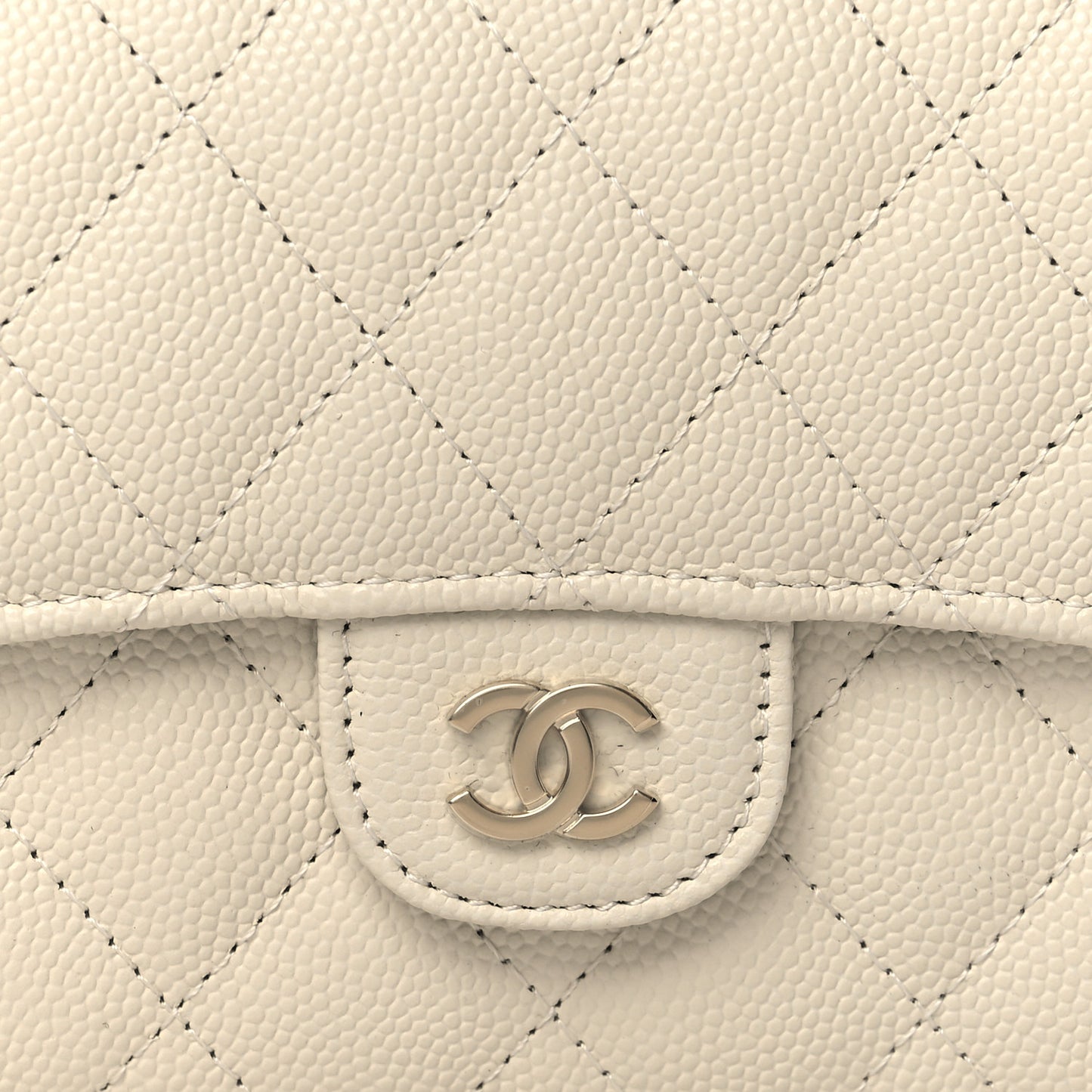 Caviar Quilted Medium Flap Wallet White